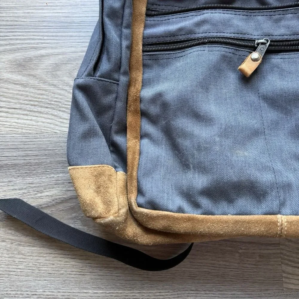 Vintage 80s Levi's Orange Tab Blue‎ Backpack Suede Canvas School Hiking Leather